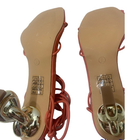 MISS LOLA Knot Detail Raya Peach Lace-Up Strappy Heels Sz:9 - Picture 12 of 15